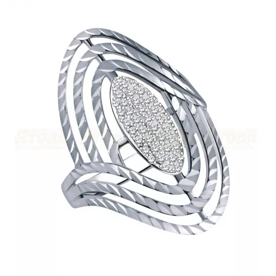 Серебряное кольцо 925, женское, с фианитом, размер 18