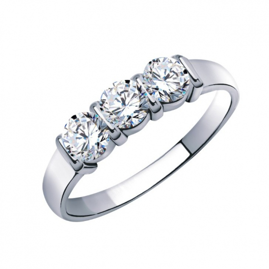 Серебряное кольцо 925, женское, с фианитом, размер 16