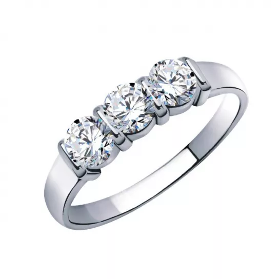 Серебряное кольцо 925, женское, с фианитом, размер 19
