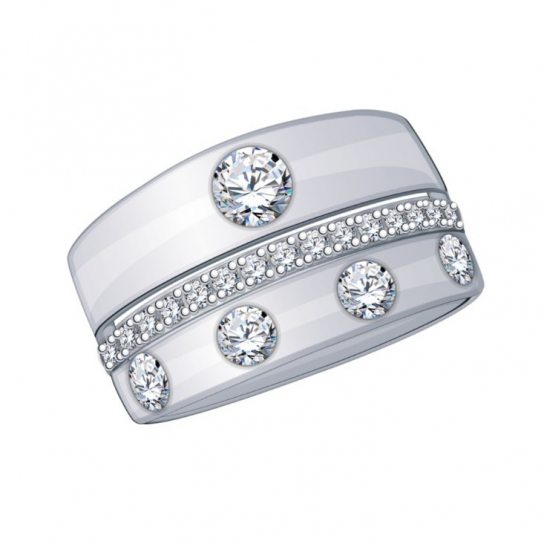 Серебряное кольцо 925, женское, с фианитом, размер 19.5