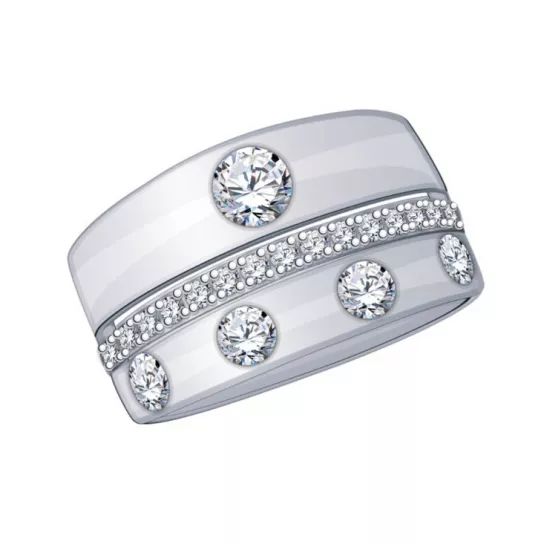 Серебряное кольцо 925, женское, с фианитом, размер 20.5