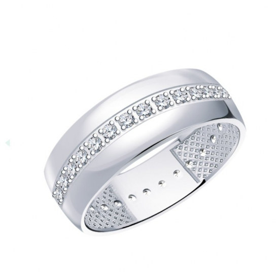 Серебряное кольцо 925, женское, с фианитом, размер 17