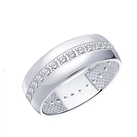 Серебряное кольцо 925, женское, с фианитом, размер 17