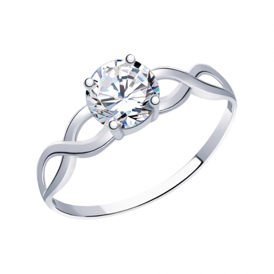 Серебряное кольцо 925, женское, с фианитом, размер 16.5