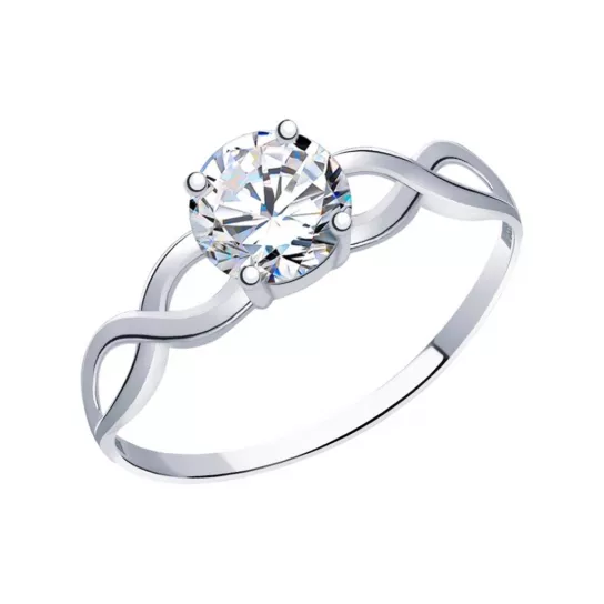 Серебряное кольцо 925, женское, с фианитом, размер 16.5