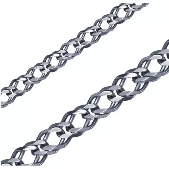 Серебряная цепочка 925 на шею, плетение двойной ромб, длина 60 см