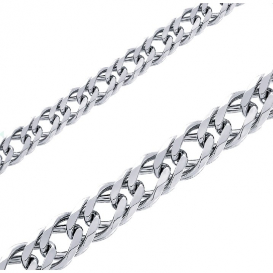 Серебряная цепочка 925 на шею, плетение двойной ромб, длина 60 см