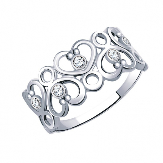 Серебряное кольцо 925, женское, с фианитом, размер 18.5