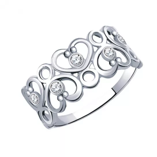 Серебряное кольцо 925, женское, с фианитом, размер 18.5