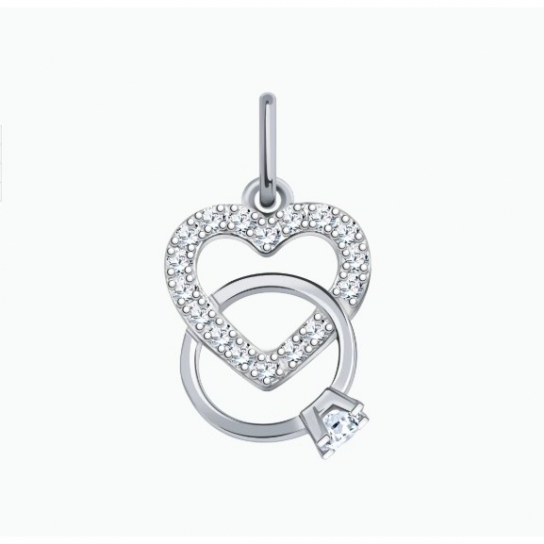 Серебряная подвеска 925, женская, с фианитом