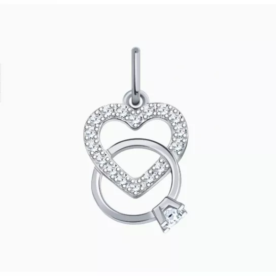Серебряная подвеска 925, женская, с фианитом