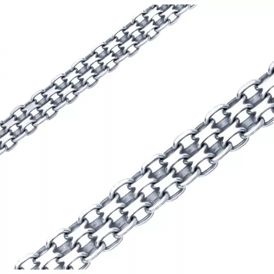 Серебряная цепочка 925 на шею, плетение якорное четырехрядное, длина 45 см