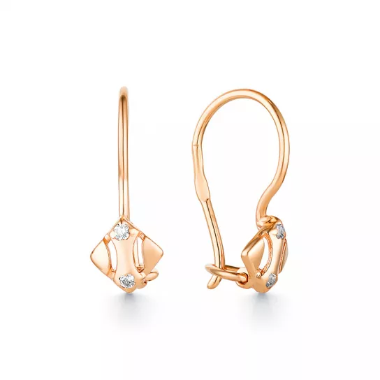 Серьги детские с фианитом из золота