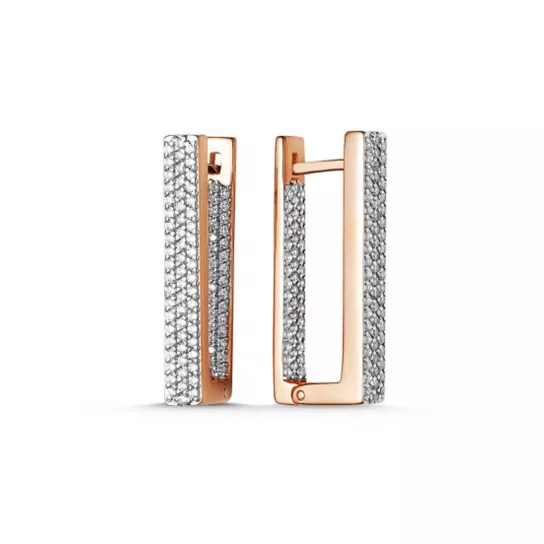 Золотые серьги 585, женские, с фианитом