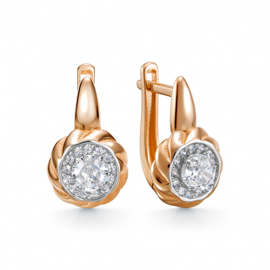 Золотые серьги 585, женские, с фианитом