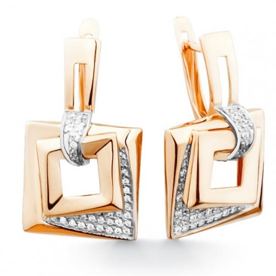 Золотые серьги 585, женские, с фианитом