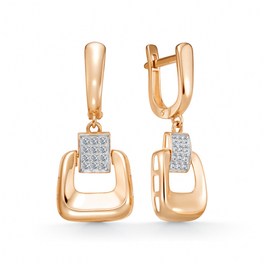 Золотые серьги 585, женские, с фианитом