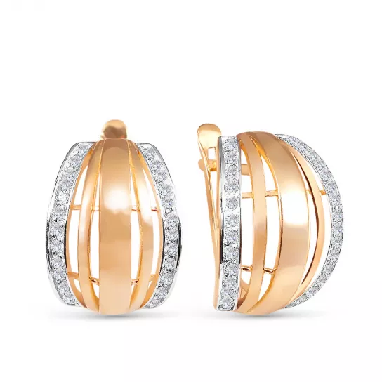 Золотые серьги 585, женские, с фианитом