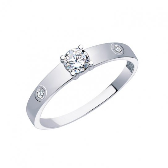 Серебряное кольцо 925, женское, с фианитом, размер 19