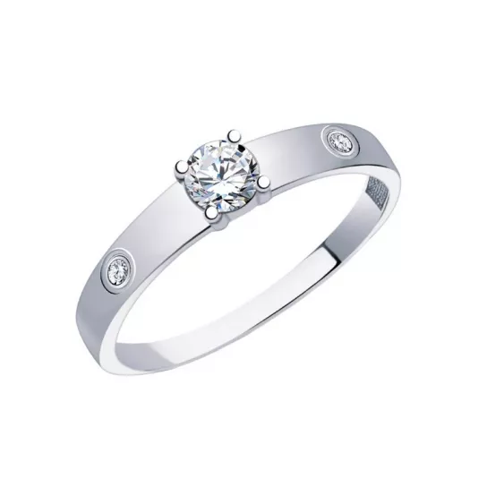 Серебряное кольцо 925, женское, с фианитом, размер 20