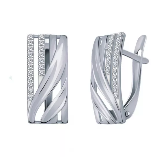 Серебряные серьги 925, женские, с фианитом