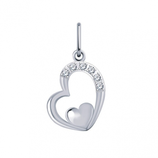 Серебряная подвеска 925, женская, с фианитом
