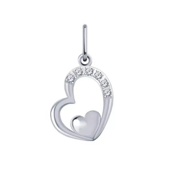 Серебряная подвеска 925, женская, с фианитом