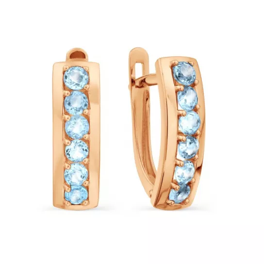Золотые серьги 585, женские, с топазом