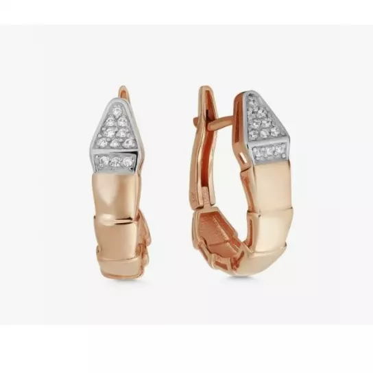 Золотые серьги 585, женские, с фианитом