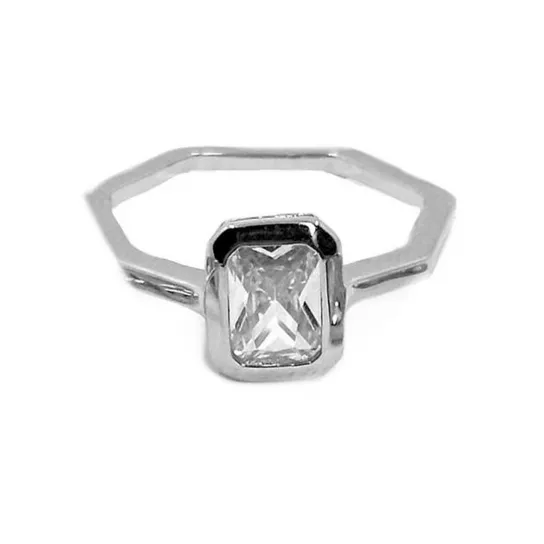 Серебряное кольцо 925, женское, с цирконом, размер 17.5