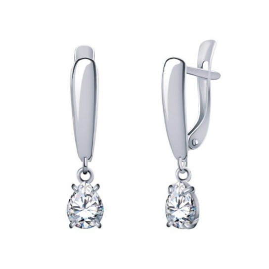 Серебряные серьги 925, женские, с фианитом