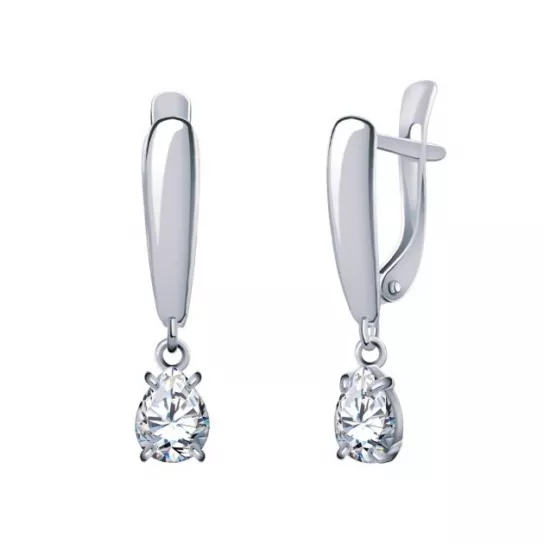 Серебряные серьги 925, женские, с фианитом