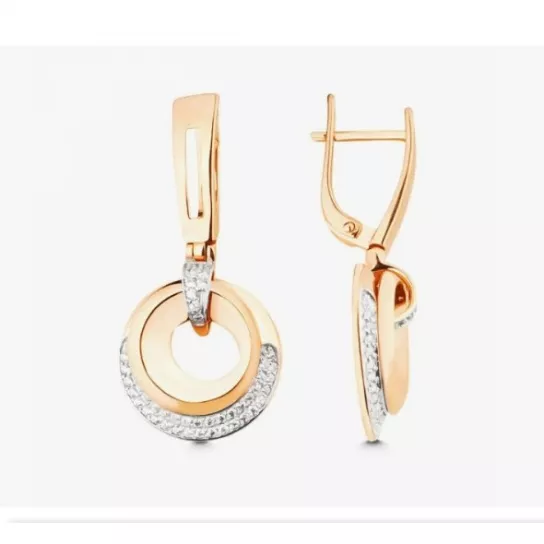 Золотые серьги 585, женские, с фианитом