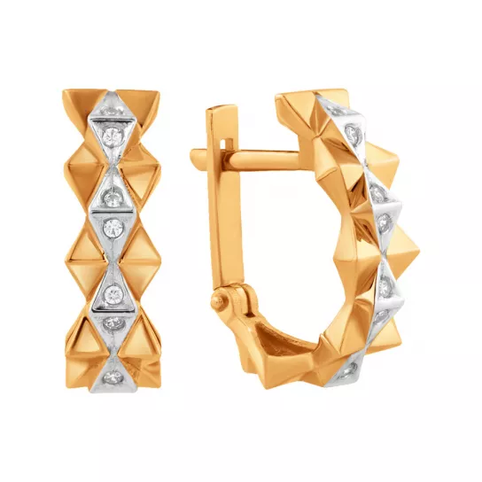 Золотые серьги 585, женские, с фианитом