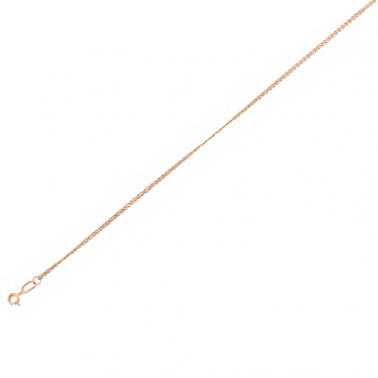 Золотая цепочка 585 на шею, плетение нонна пустотелая, длина 40 см, цвет красное золото