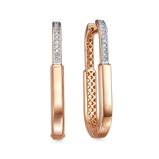 Золотые серьги 585, женские, с фианитом