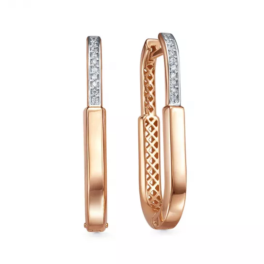 Золотые серьги 585, женские, с фианитом