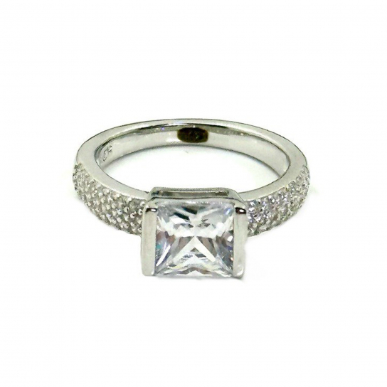 Серебряное кольцо 925, женское, с цирконом, размер 16.5
