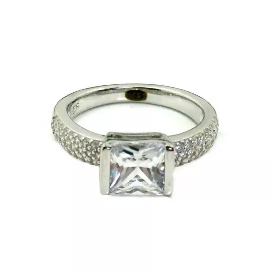 Серебряное кольцо 925, женское, с цирконом, размер 16.5