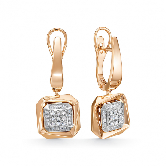 Золотые серьги 585, женские, с бриллиантом