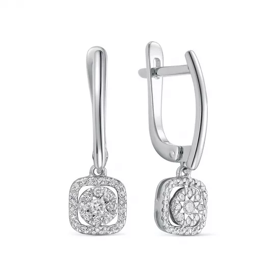 Золотые серьги 585, женские, с бриллиантом