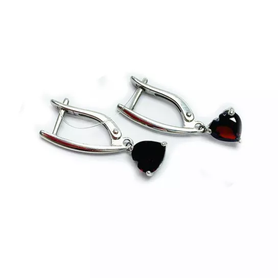 Серебряные серьги 925, женские, с гранатом