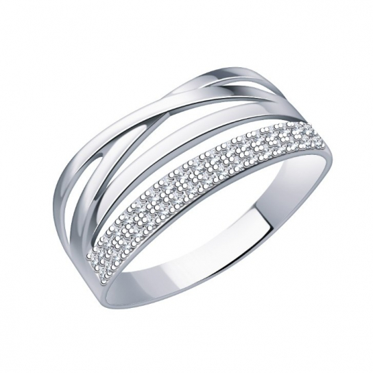 Серебряное кольцо 925, женское, с фианитом, размер 20