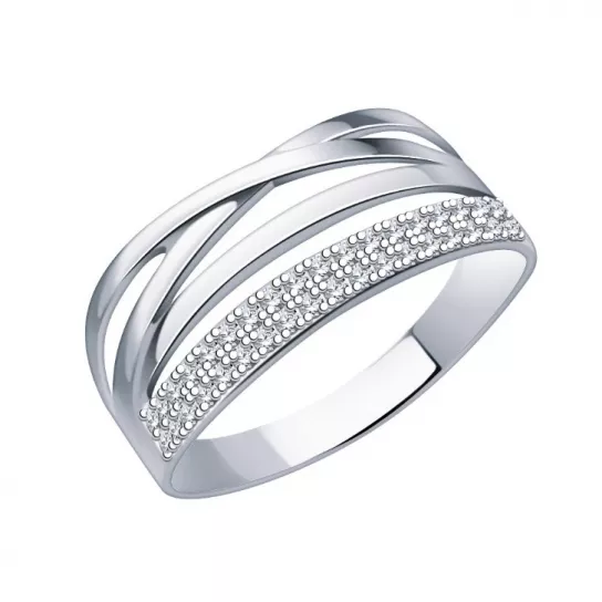 Серебряное кольцо 925, женское, с фианитом, размер 20