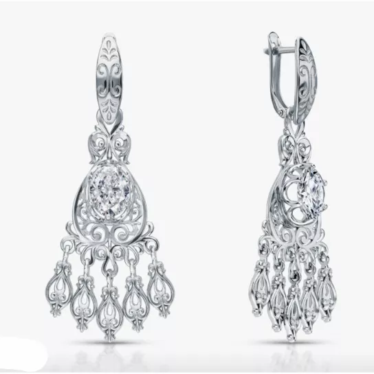 Серебряные серьги 925, женские, с фианитом