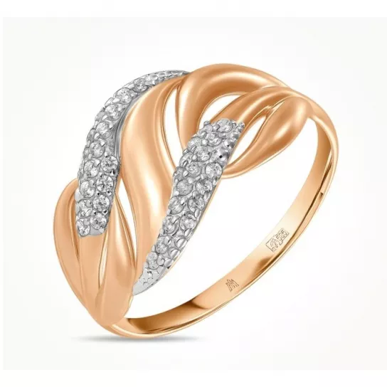Золотое кольцо 585, женское, с фианитом, размер 18