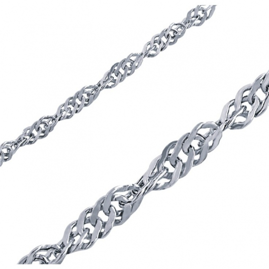 Серебряная цепочка 925 на шею, плетение сингапур, длина 40 см