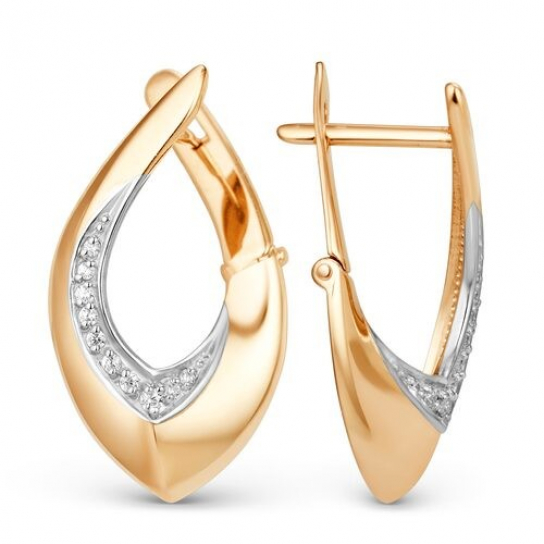 Золотые серьги 585, женские, с фианитом