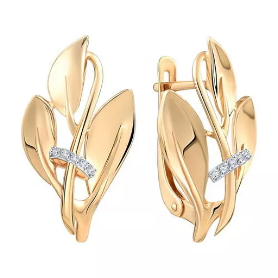 Золотые серьги 585, женские, с фианитом