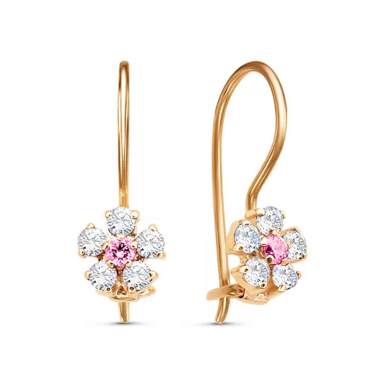 Серьги детские с фианитом из золота